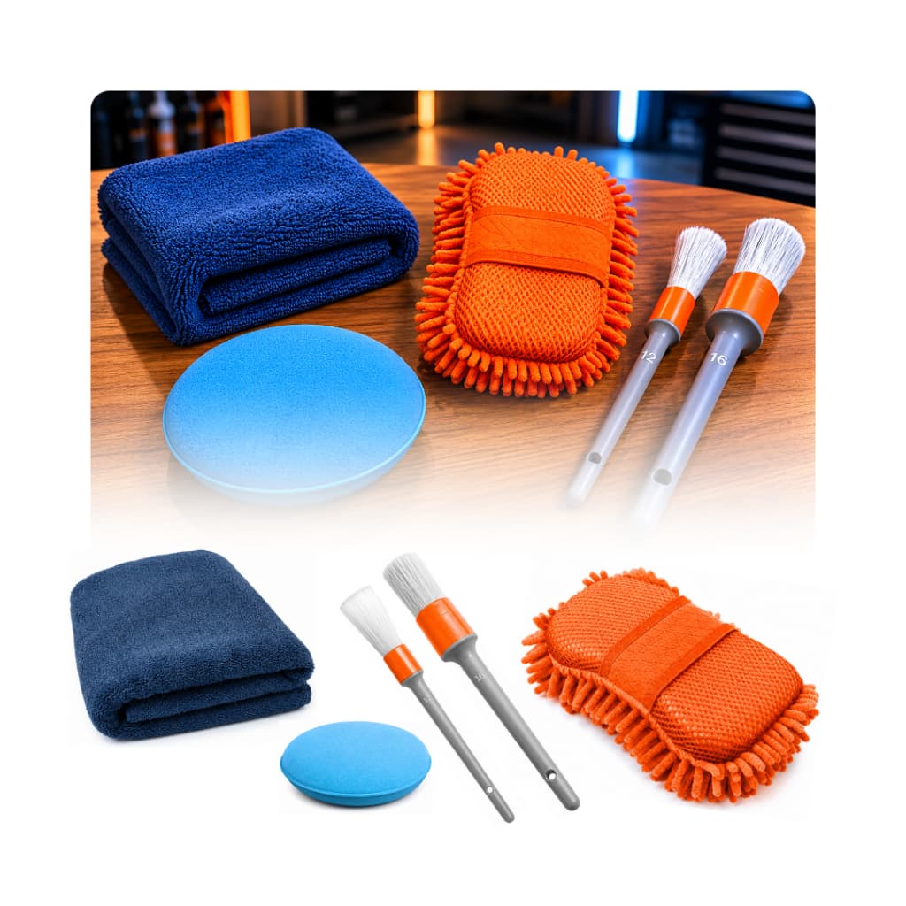 Kit Limpeza Automotiva Esponja Pano Pincéis Aplicador Lavagem Carro Moto Bike Limpa Veículo
