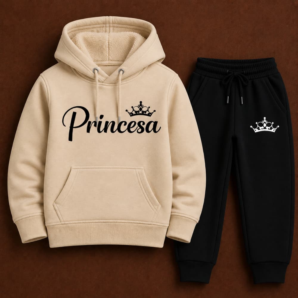 Conjunto Moletom Calça Menina Princesa Premium Capuz