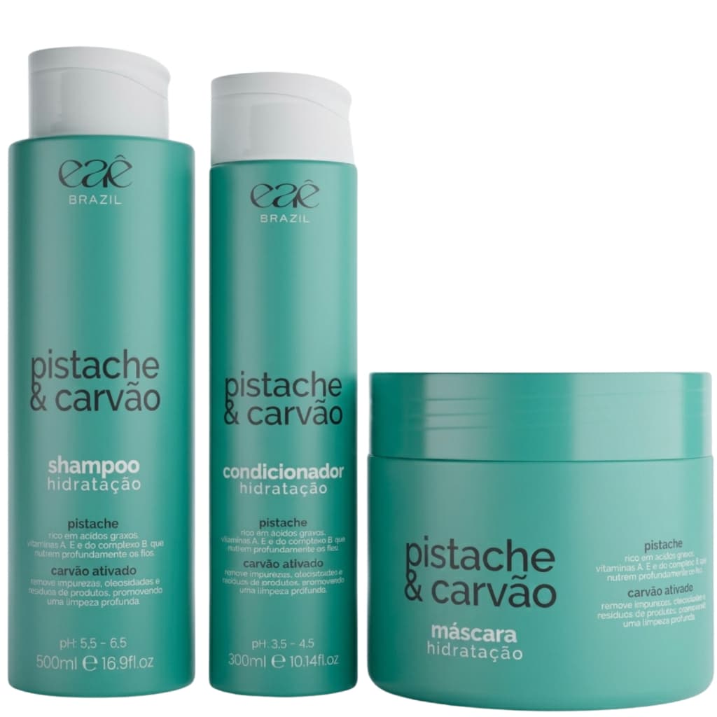 Kit Ultra Hidratante Capilar Pistache & Carvão Ativado Controle de Oleosidade