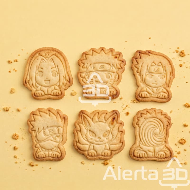 Kit 6 cortadores e marcadores de biscoito/massinha de modelar - Naruto