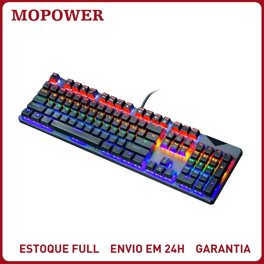 Teclado Gamer Mecânico Iluminação RGB Anti-Ghosting USB-C Para PC Notebook