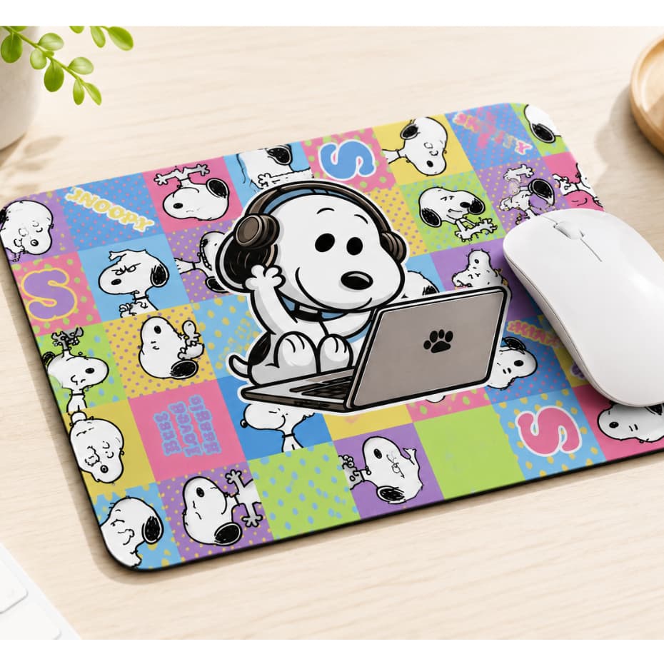 Mouse Pad Snoopy Emborrachado 3mm Gamer Notebook PC Escritório Home Office Estampado
