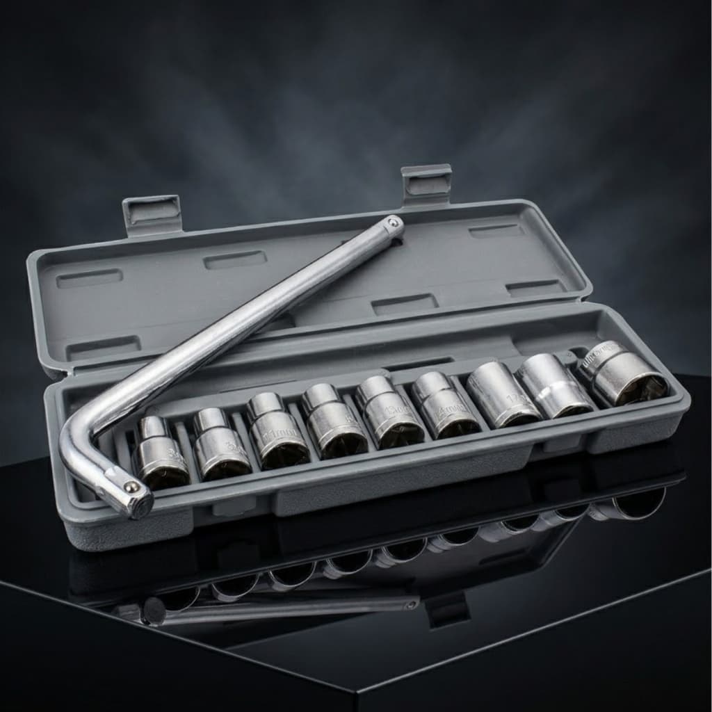 KIT10 Ferramentas c/10 Peças Chave L Soquete De Boca com Estojo