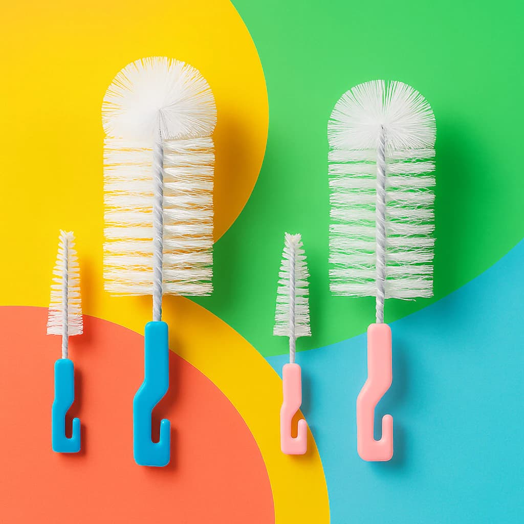 Kit Bebê Escova limpeza Mamadeira, Bicos e Garrafas Infantil