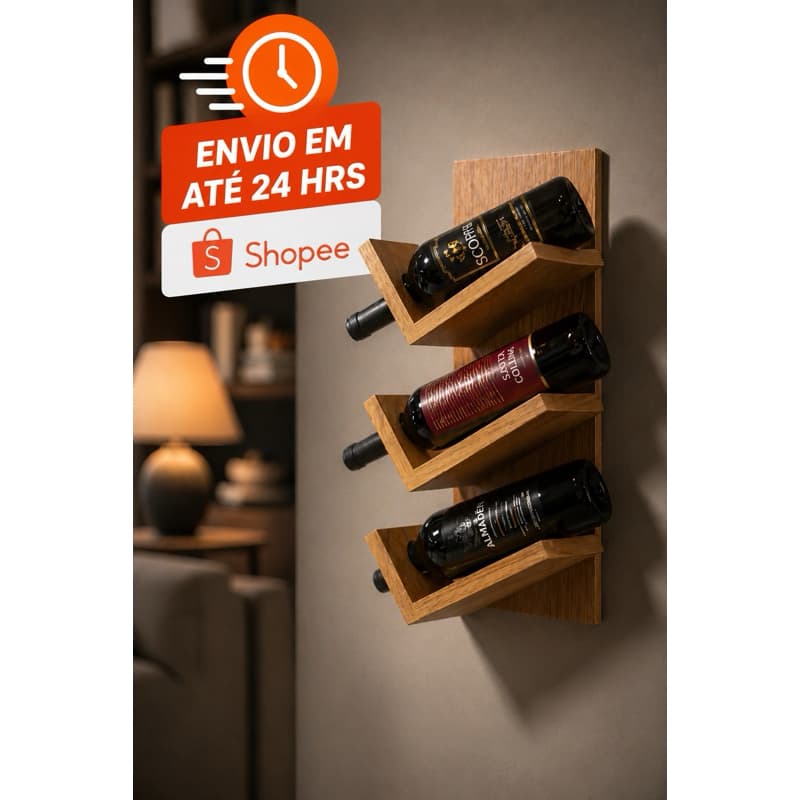 Adega de parede -vinhos-taças-suporte-porta vinho -barzinho-prateleira-organizador-mdf