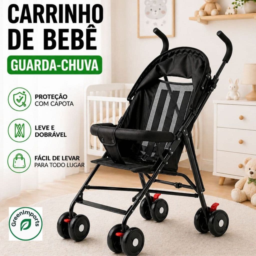 Carrinho de Bebê Guarda-Chuva Passeio Leve Reclinável Dobrável Até 15kg Compacto Para Viagem Portátil Menino Menina