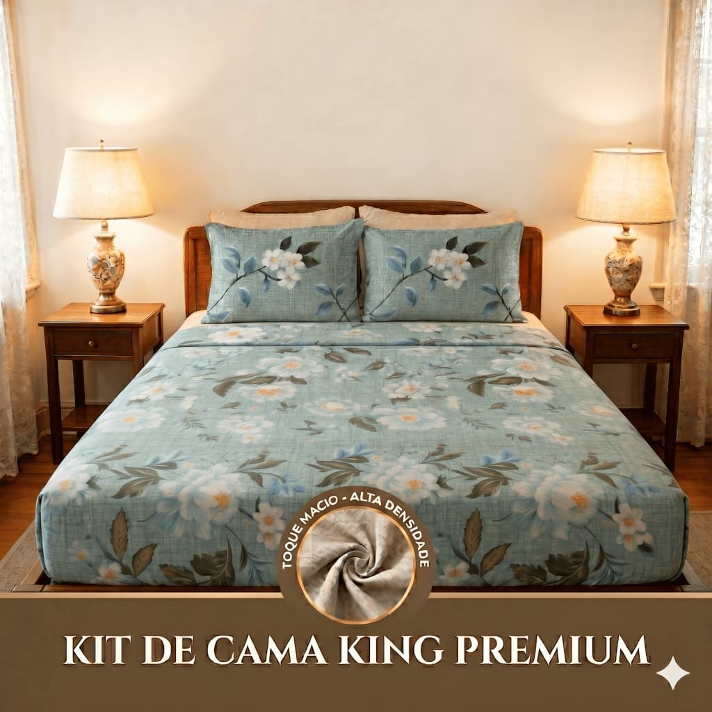 Kit Jogo de Cama Lençol Casal Queen 3 Peças Estampas Lindas Micropercal Toque Macio Enxoval Cama