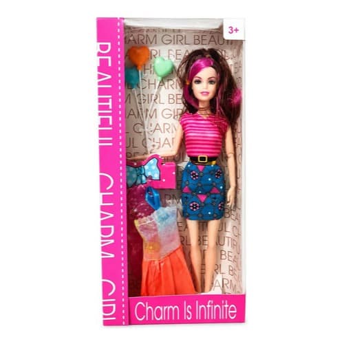 Boneca Fashion Articulada Com 2 Vestidos E Acessórios Brinquedo Infantil Para Meninas