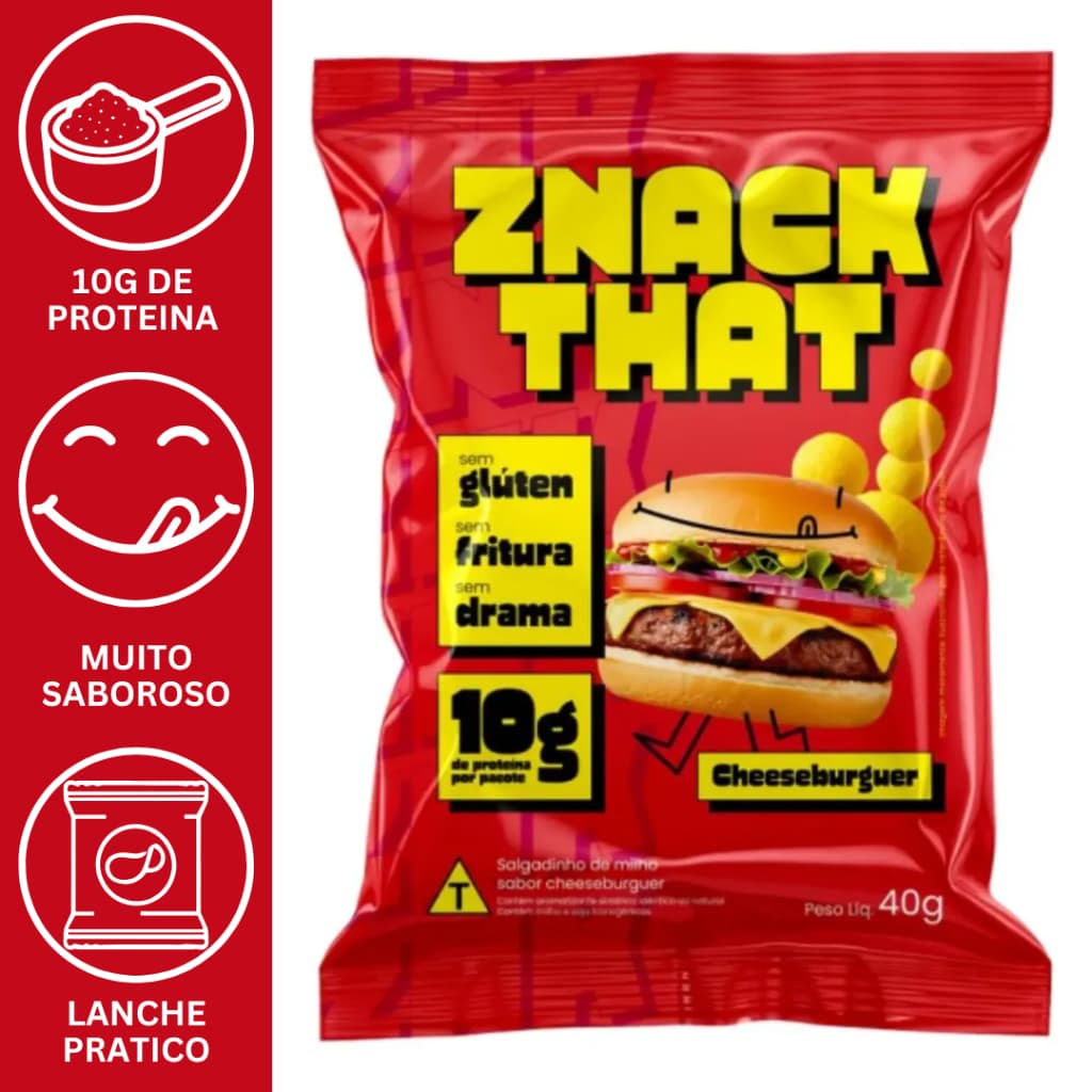 SNACK PROTEICO CHEESEBURGER 40G SALGADINHO SAUDAVEL ZNACK THAT - 10G DE PROTEINA