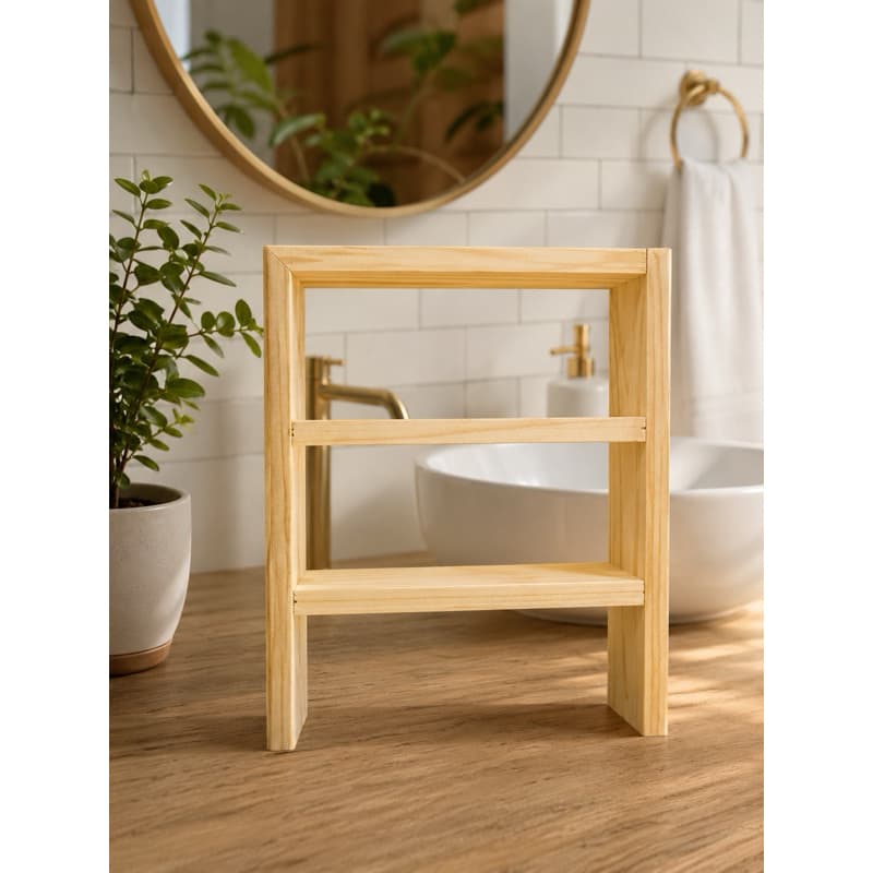 Organizador de Bancada em Madeira Multiuso | Suporte para Banheiro, Cozinha, Lavabo e Decoração