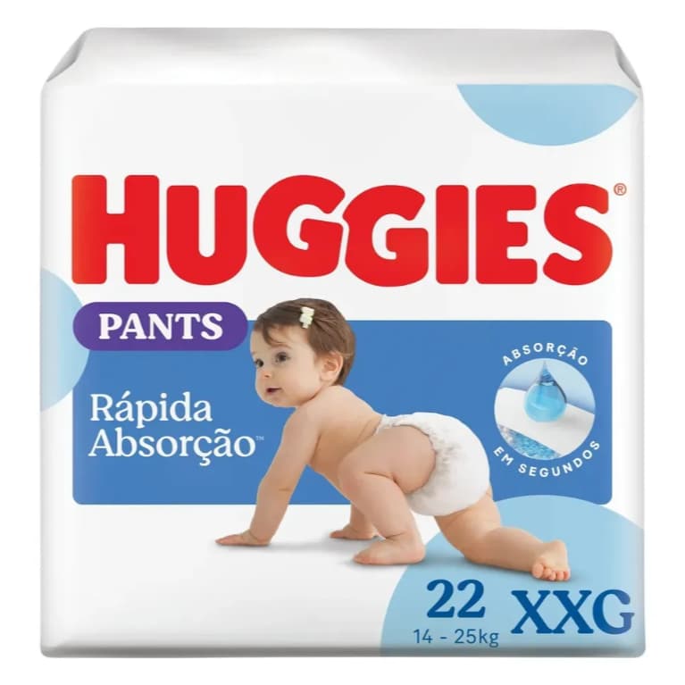 Fralda Huggies Pants Roupinha Rápida Absorção XXG 22 unidades