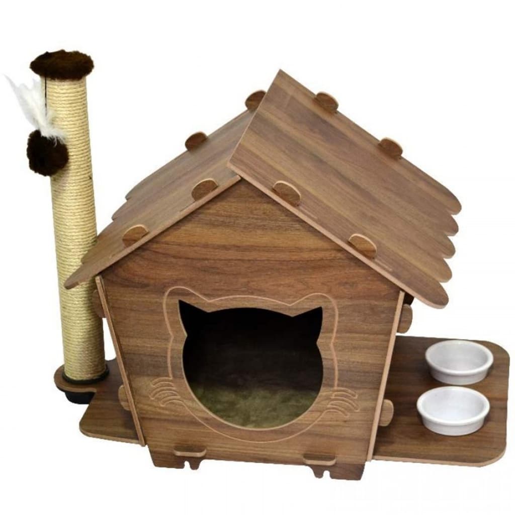 Arranhador Para Gatos Malau Casinha E Comedouro São Pet