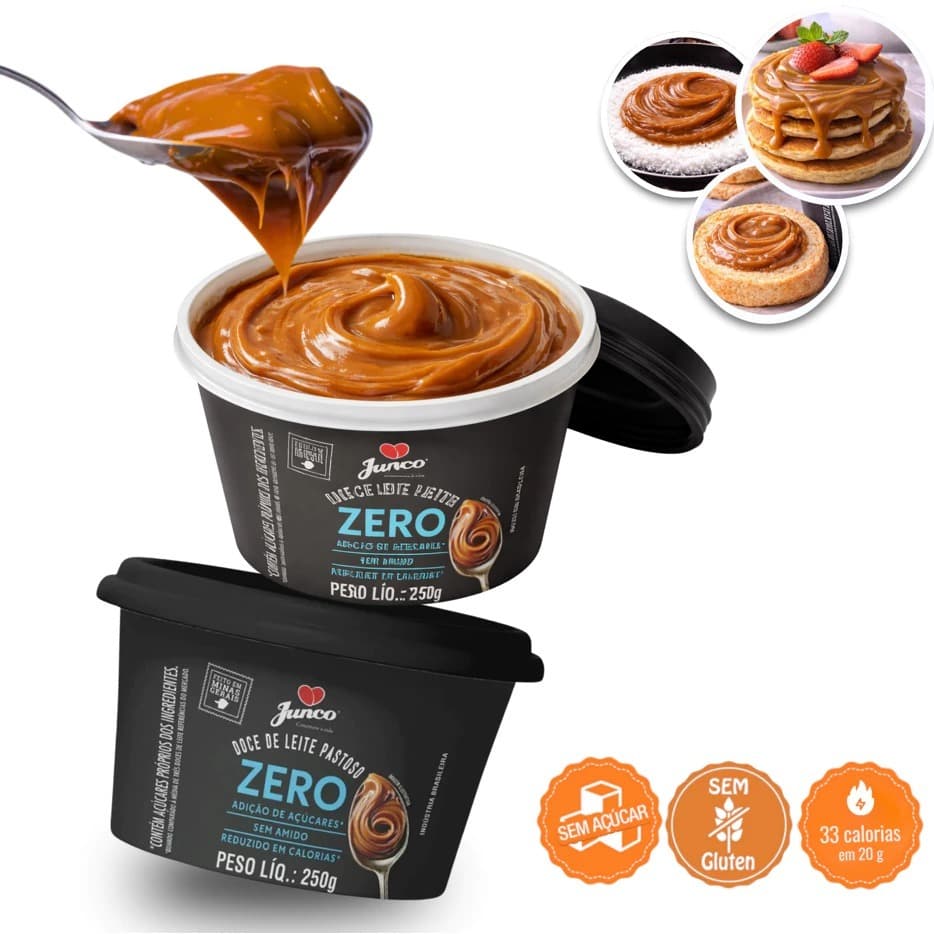 Doce de Leite Tradicional Zero Açúcar Saudável Cremoso e com Baixas Calorias 250g - Junco