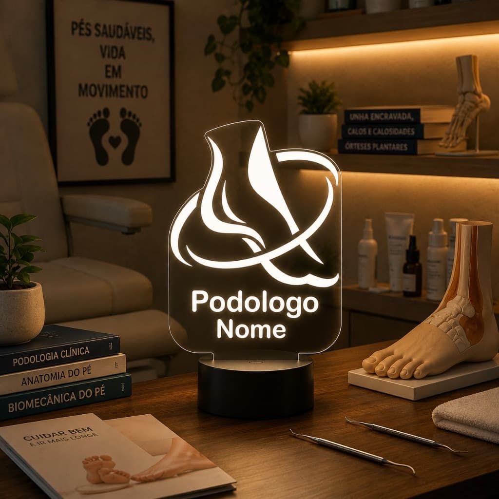 Luminária Led 3d | Podólogo Médico Pés | Abajur Presente Criativo Decoração Multicores