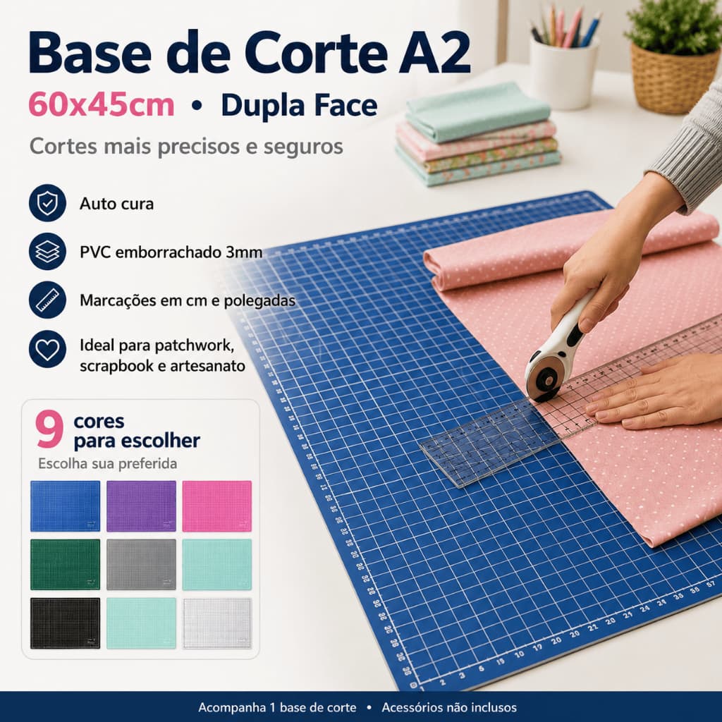 Base Placa De Corte A2 60x45 Dupla Face Auto Cura Para Tecido Papel EVA Patchwork Artesanato Pipa