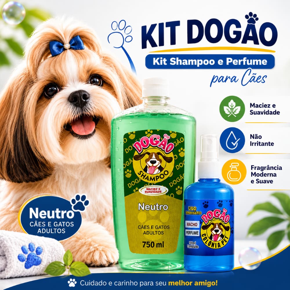 Kit Shampoo Pet e Perfume para Cães Macho