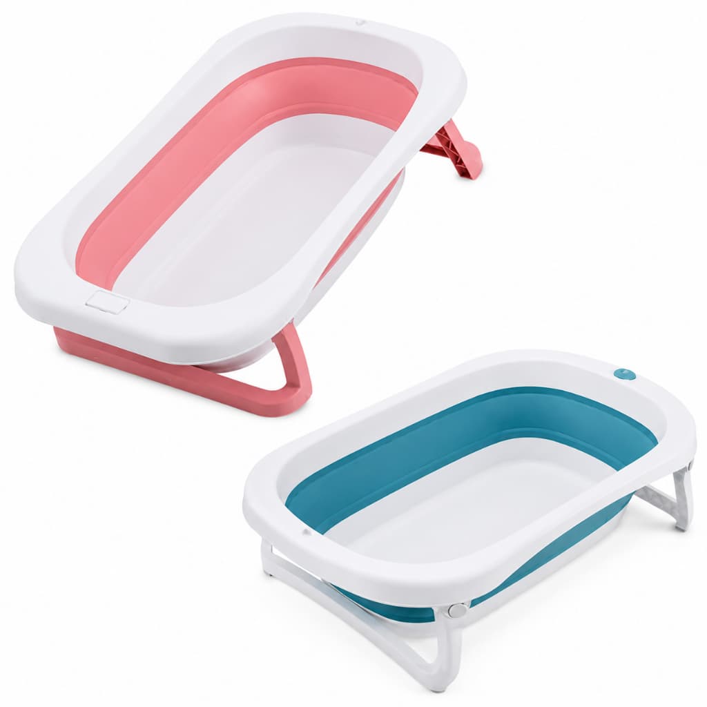 Banheira Dobrável Infantil Bebê Compacta 30 Litros Portátil Antiderrapante Rosa e Azul