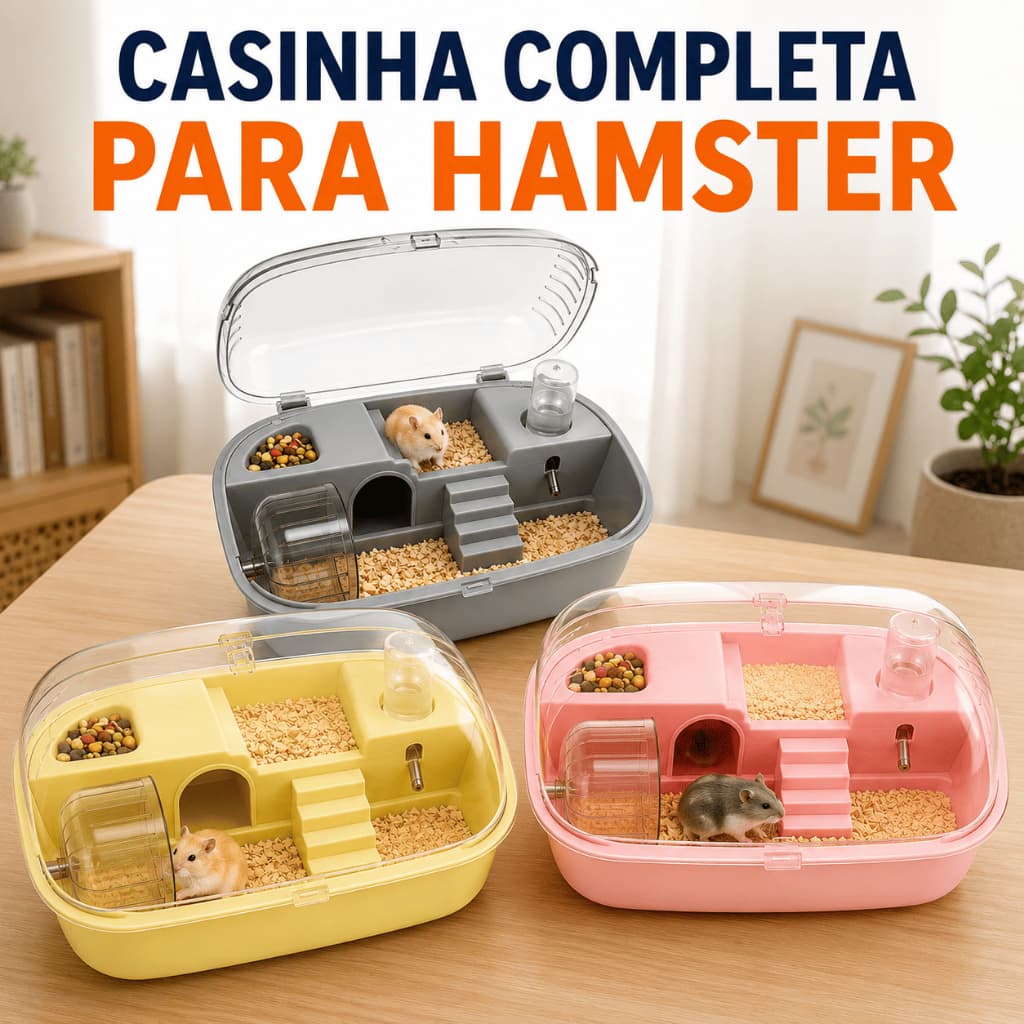 Gaiola Luxo Casa Casinha Para Hamster Sírio Anão Russo Gerbil Completa Rodinha Escada Bebedouro