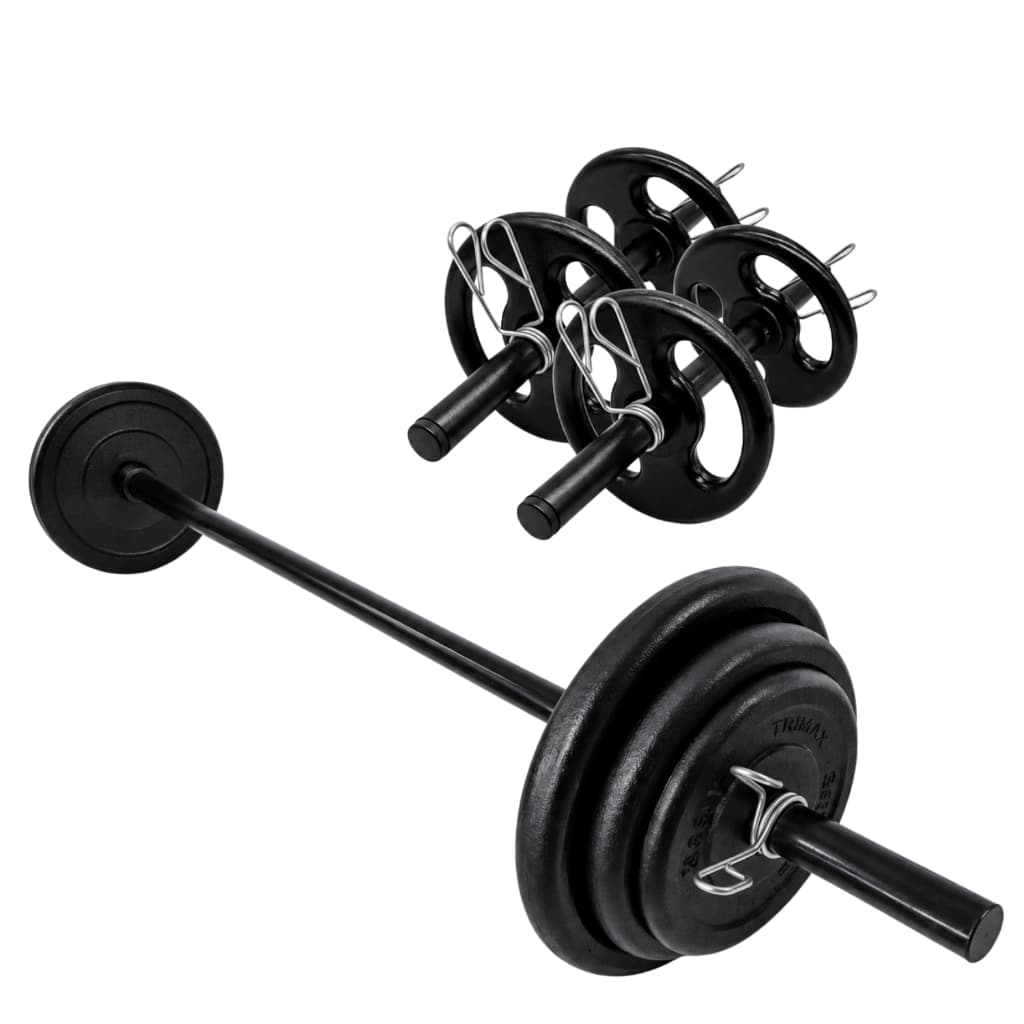 Kit Treino Pump - Barra + 10 Kg De Anilhas Emborrachadas | treino levantamento agachamento fit gym