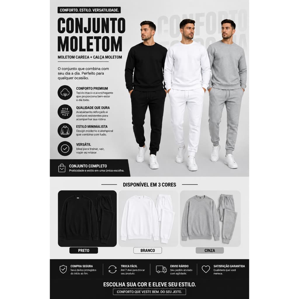 📦 Conjunto Moletom Careca + Calça Moletom Unissex Premium
