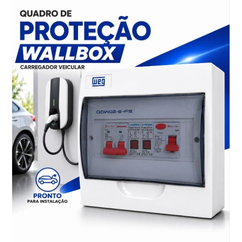 Quadro de Proteção Wallbox Carregador Veicular com DR (Carro elétrico)