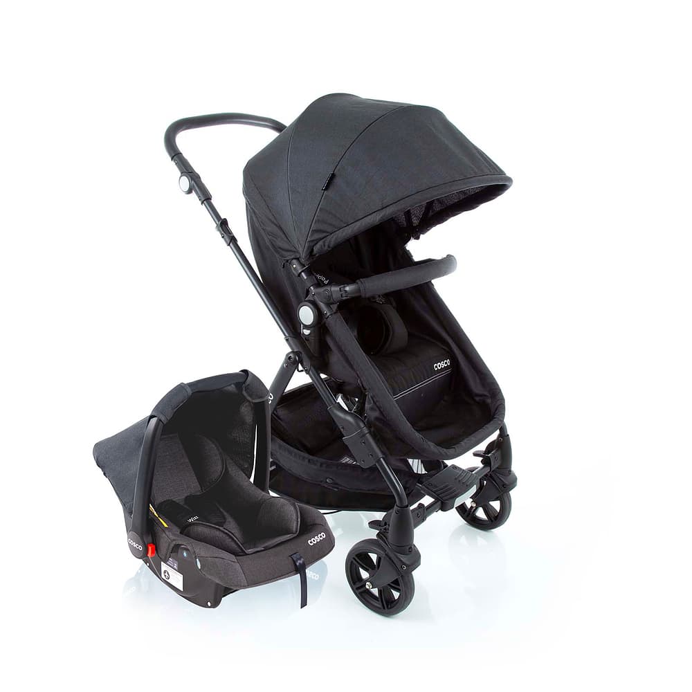 Carrinho de Bebê com Bebê Conforto Cosco Kids Poppy 3.0 Duo Preto