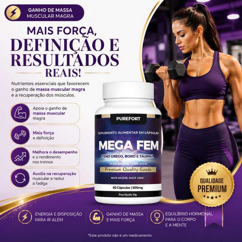Mega Fem I Pré Treino Feminino I Massa Muscular I PureFort