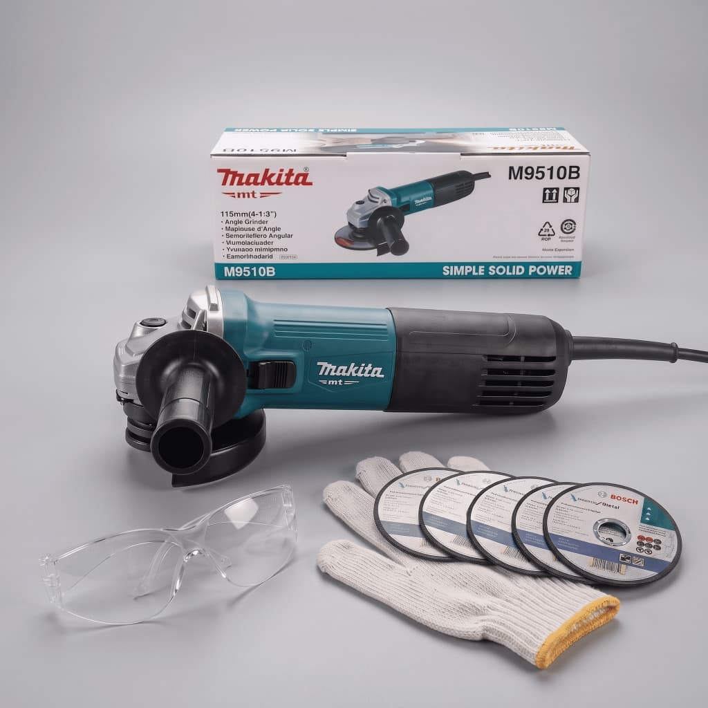 Kit Completo Esmerilhadeira Angular Makita M9510B 850W 4.1/2 115mm + 5 Discos Corte