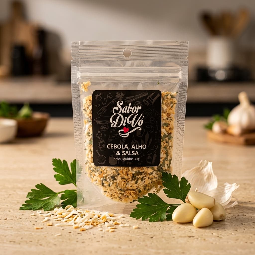 Cebola, Alho e Salsa Sabor Di Vó 30g – Mix de Temperos Natural para Carnes e Legumes