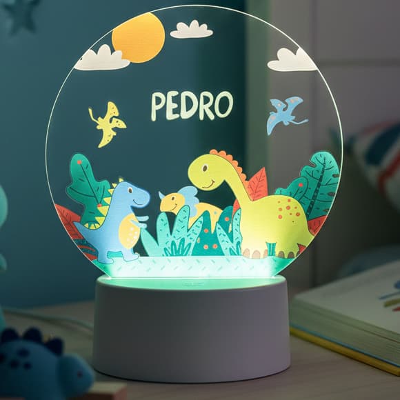 Luminária Dinossauro Infantil Personalizada Decoração Quarto Bebê Menino Presente Criativo LED