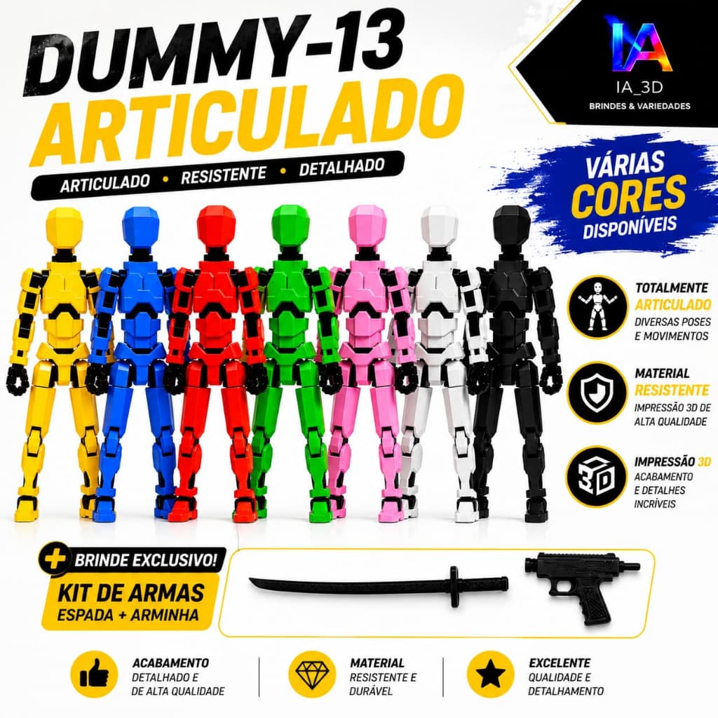 Dummy Boneco Dummy 13 Articulado Montado ou Desmontado Colecionável 3D + Brindes