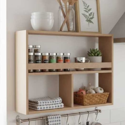 Suporte nicho porta tempero parede cozinha mdf prateleira multifunção decorativo