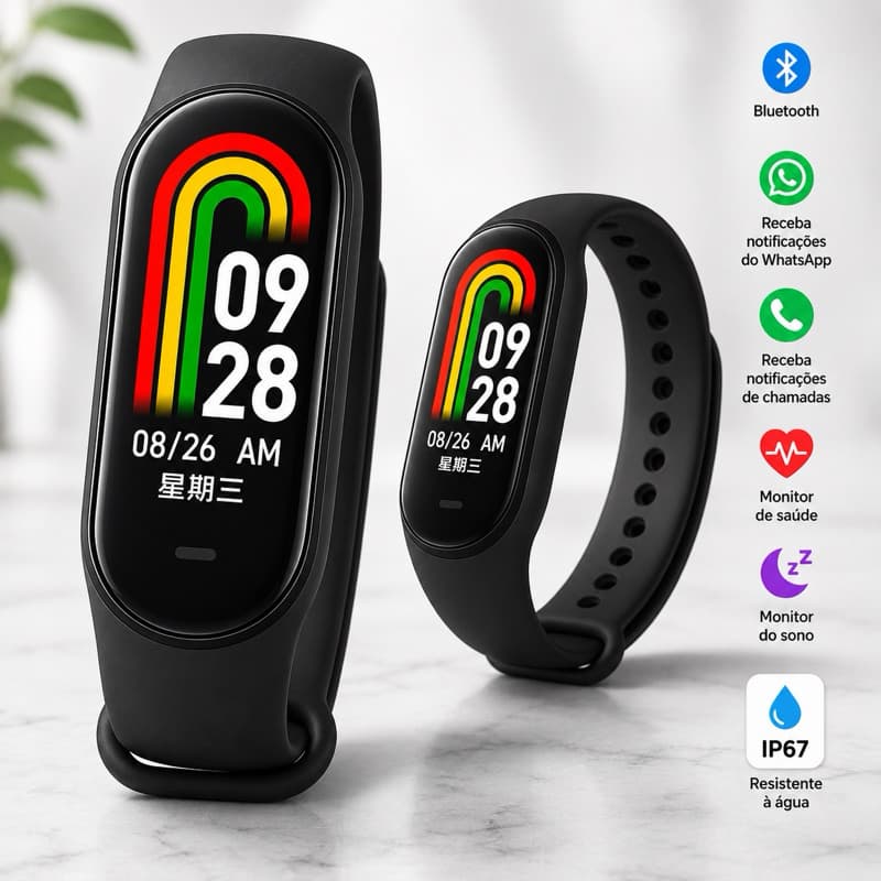 Relógio Inteligente Smartband M8 Mede Pressão Batimentos Oxigênio Sono Pulseira Smartwatch Bluetooth