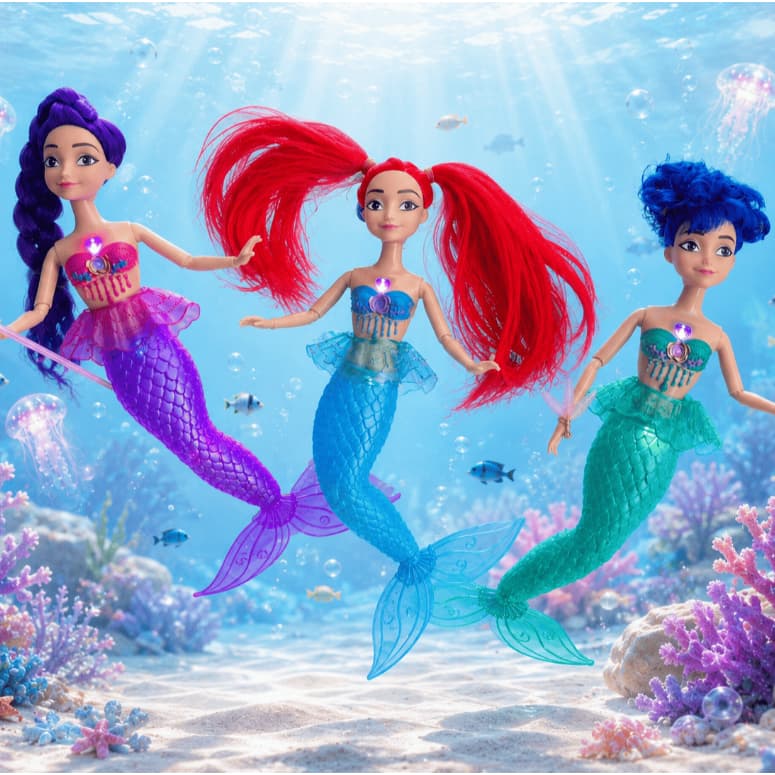 Boneca Sereia K-Pop Guerreiras | Articulada | Musical | Luz | Presente Crianças
