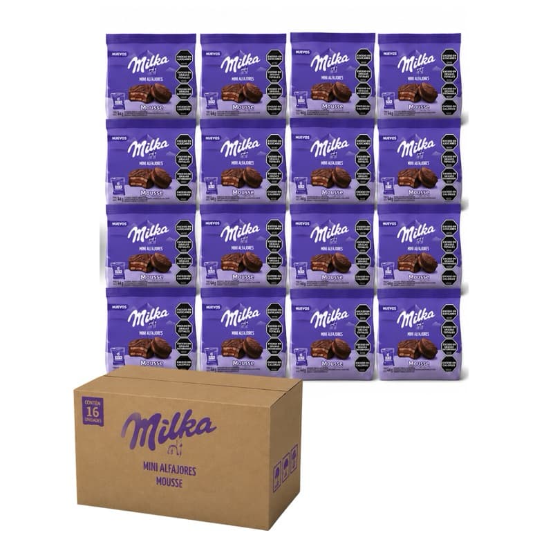 Chocolate Milka Mini Alfajor Kit com 16 Pacotes Importado Argentina 114g cada – Total 96 Unidades de 19g