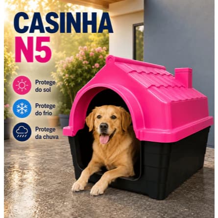 Kit Casa para Cachorro N5 Portes Pequeno – Casinha Plástica + Colchonete - Pronta Entrega