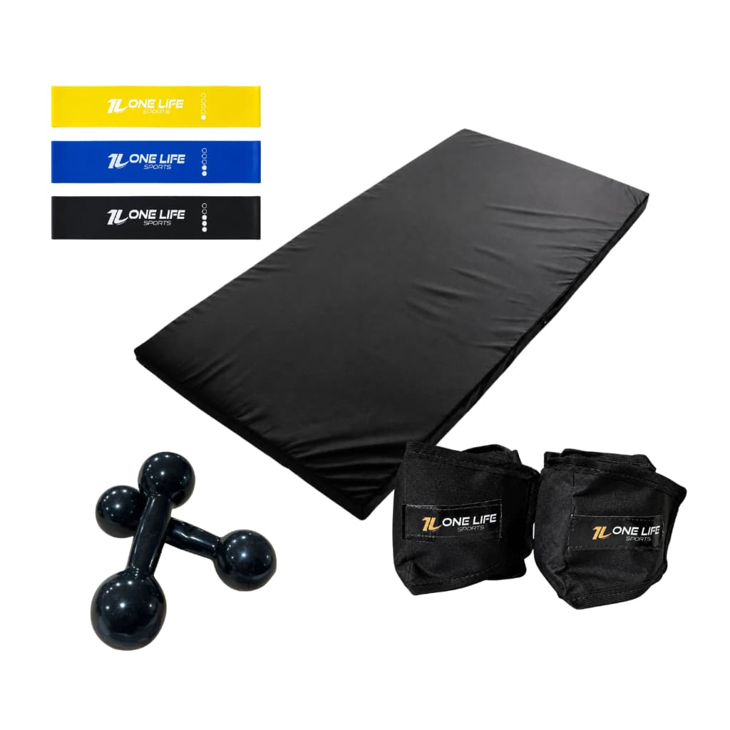 Kit Funcional Caneleira 3kg Halter 2kg Mini Band Colchonete Exercícios Musculação Treino Resistência