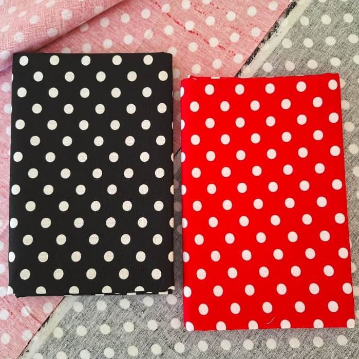Kit 2 Tecidos Tricoline Poá 100% Algodão 50x150cm Patchwork Costura Criativa Artesanato