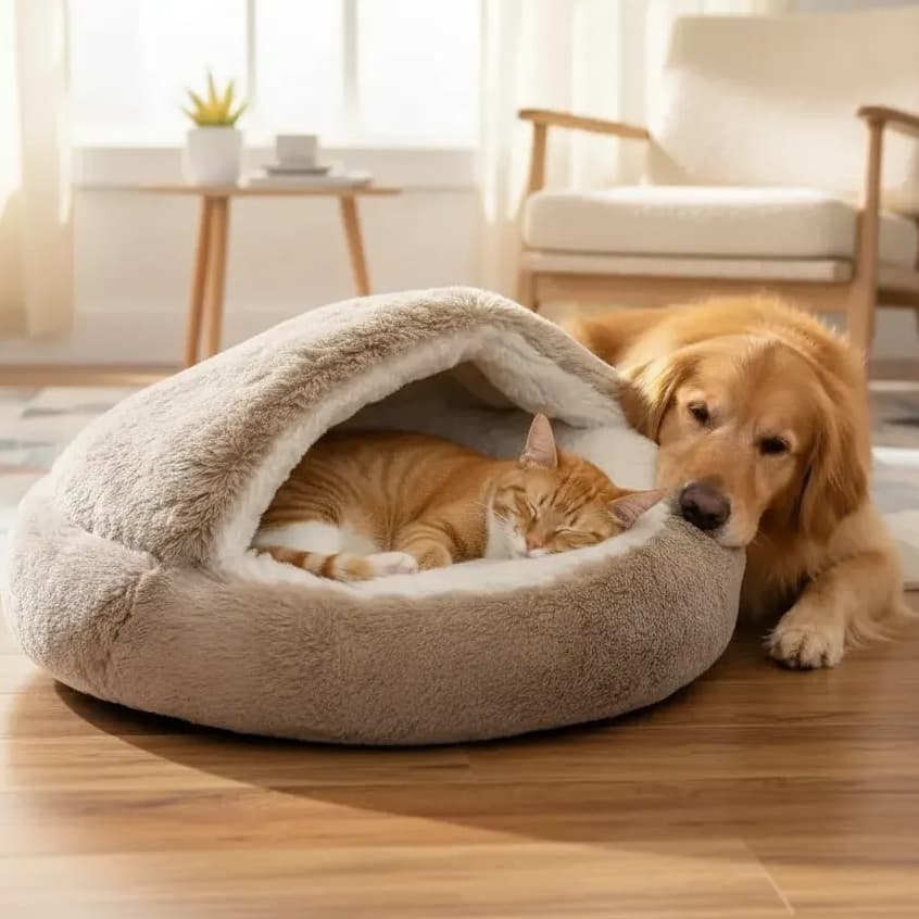 CAMA PET NUVEM COBERTA DONUT FECHADA CAMINHA COM COBERTURA PELUCIA PLUSH IGLU CASINHA  M 50CM OU G