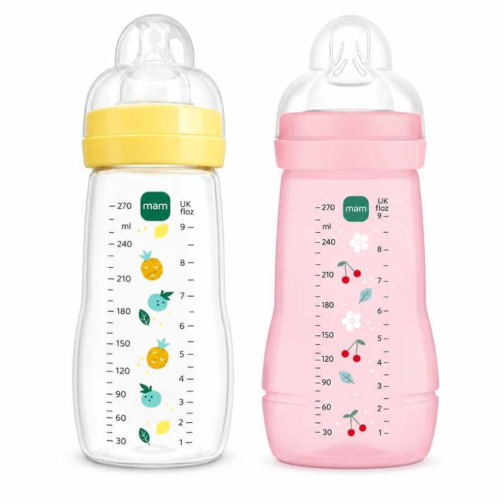Kit 02 Mamadeira Mam Amamentação Easy Active Bico Silicone Bebê 270 ml