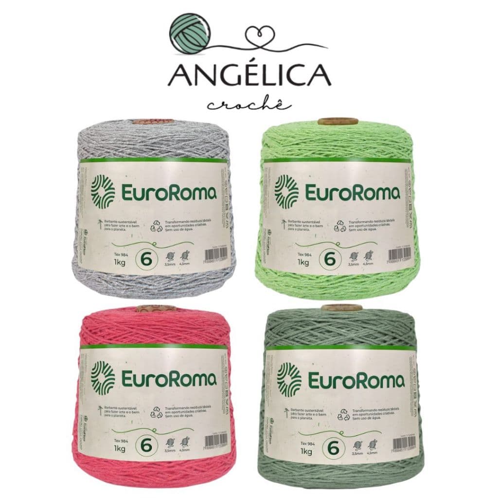 Barbantes Euroroma Colorido 1 Kg Fio 6 Ideal Para Crochê Tricô e Artesanato