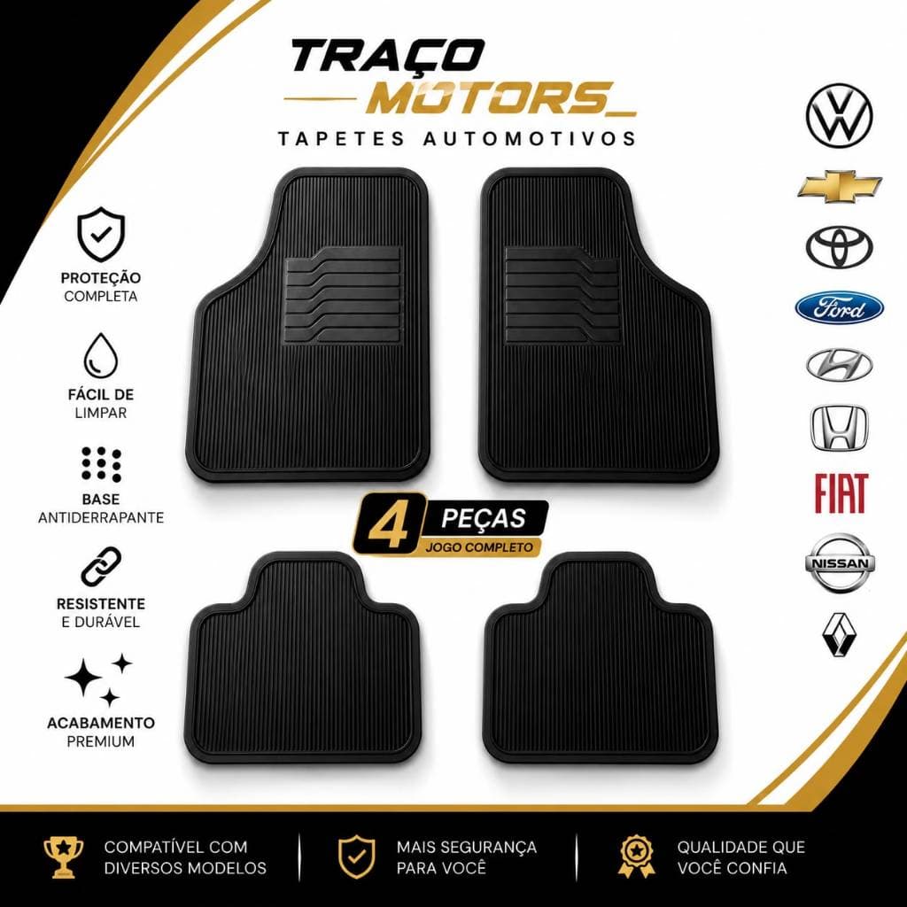 Jogo Tapete Automotivo Borracha Universal Kit 4 Peças Impermeável