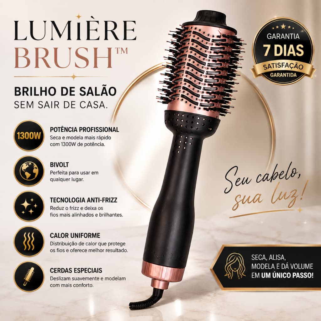 Escova Modeladora Secadora Profissional 1300w Bivolt Alisadora Cabelos Volumosos