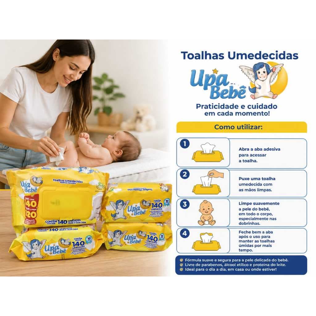 lenço umedecido upa bebe140  kit com 4