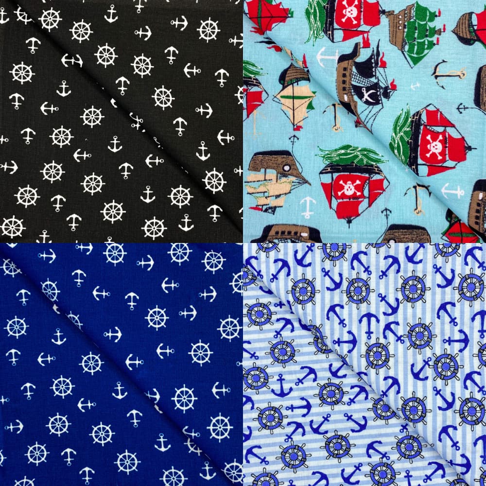 3 metros x 1,50 metros Tecido Tricoline Tema Naútico 100% Algodão  - Patchwork / Artesanato