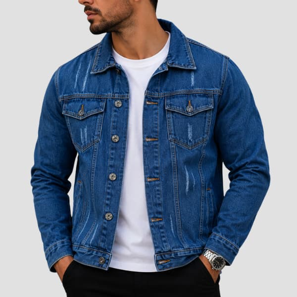 Jaqueta Jeans Masculina Algodão Premium Estilo Moderno Design Versatil Casual Elegante Confortável