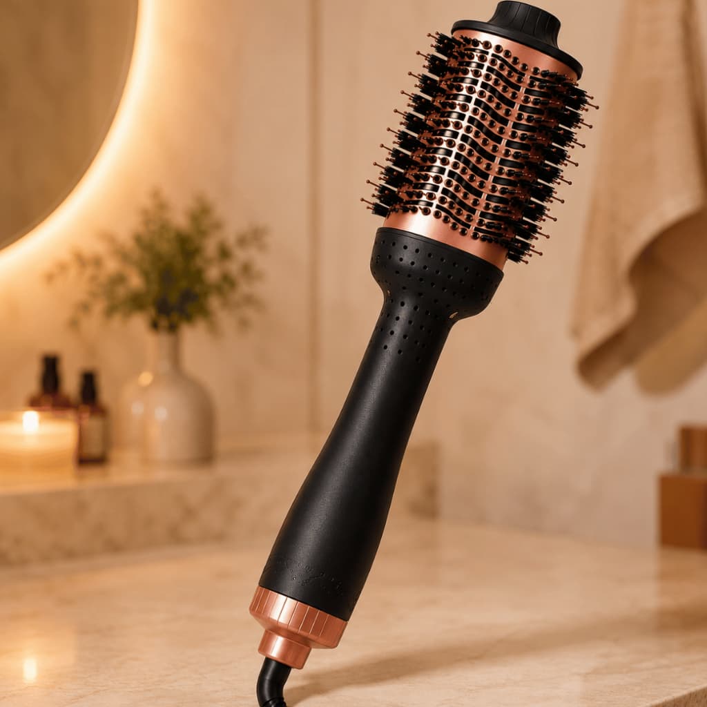 Escova Secadora Cabelo Profissional Bivolt 1300w Alisador Modelador Salão Casa Rosa  Premium Luxo Presente Potente