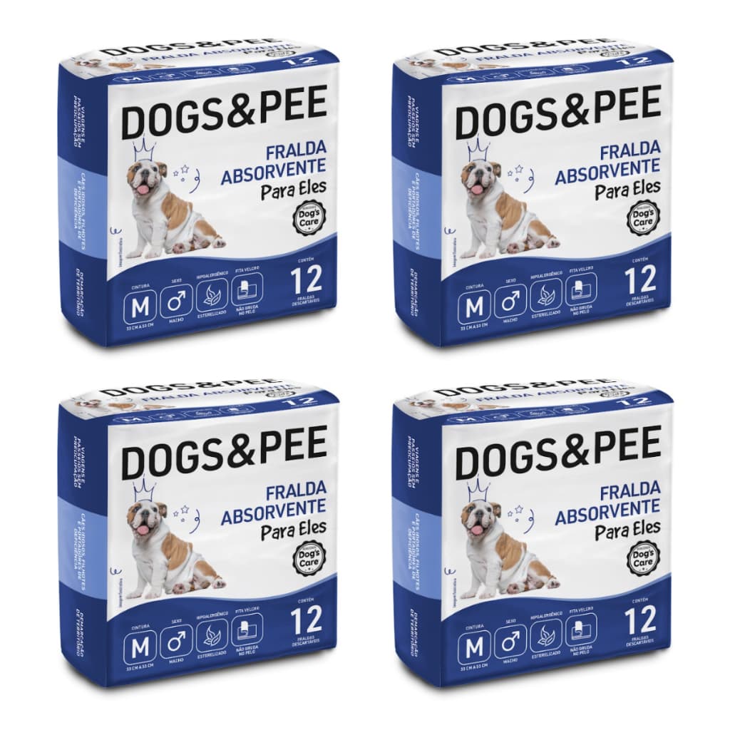 KIT 48 FRALDA TAMANHO M DESCARTÁVEL HIGIÊNICA CÃES MACHO CACHORRO DOGS AND PEE DOGS CARE