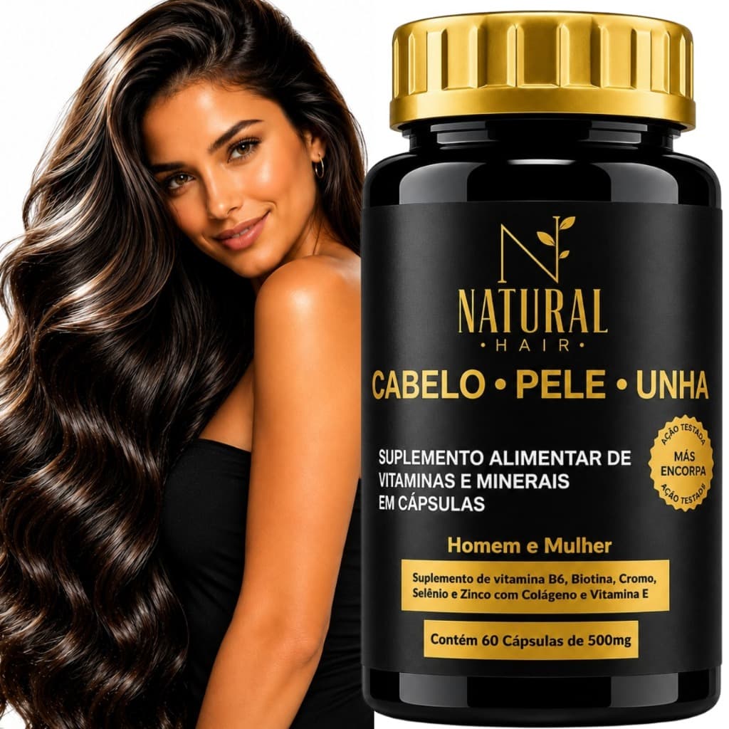Biotina CABELO PELE UNHAS + Cromo Selênio Vitamina B6 Zinco Vitamina E  60 Cápsulas - ENVIO IMEDIATO