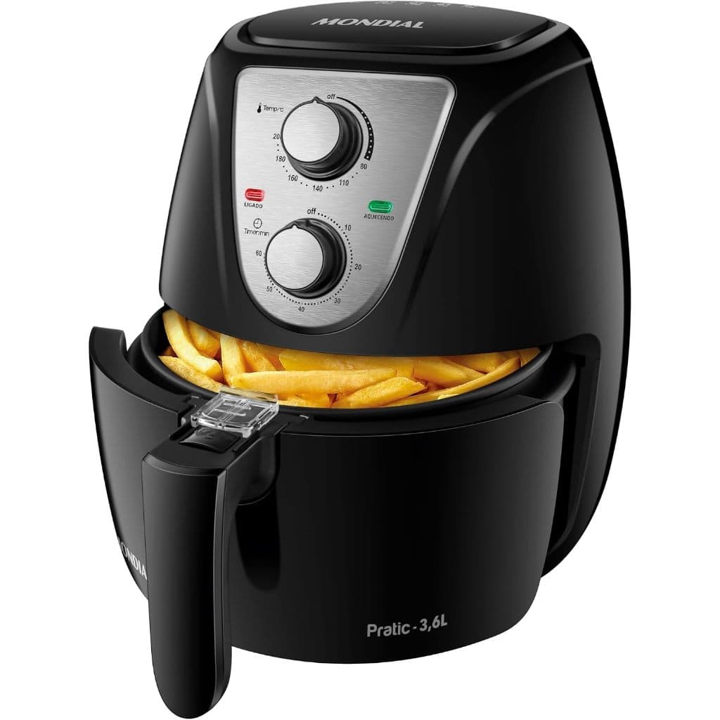 Fritadeira Sem Óleo Air Fryer Pratic 3,6l Mondial Preto/inox 1500w Af-36-bi - 220v
